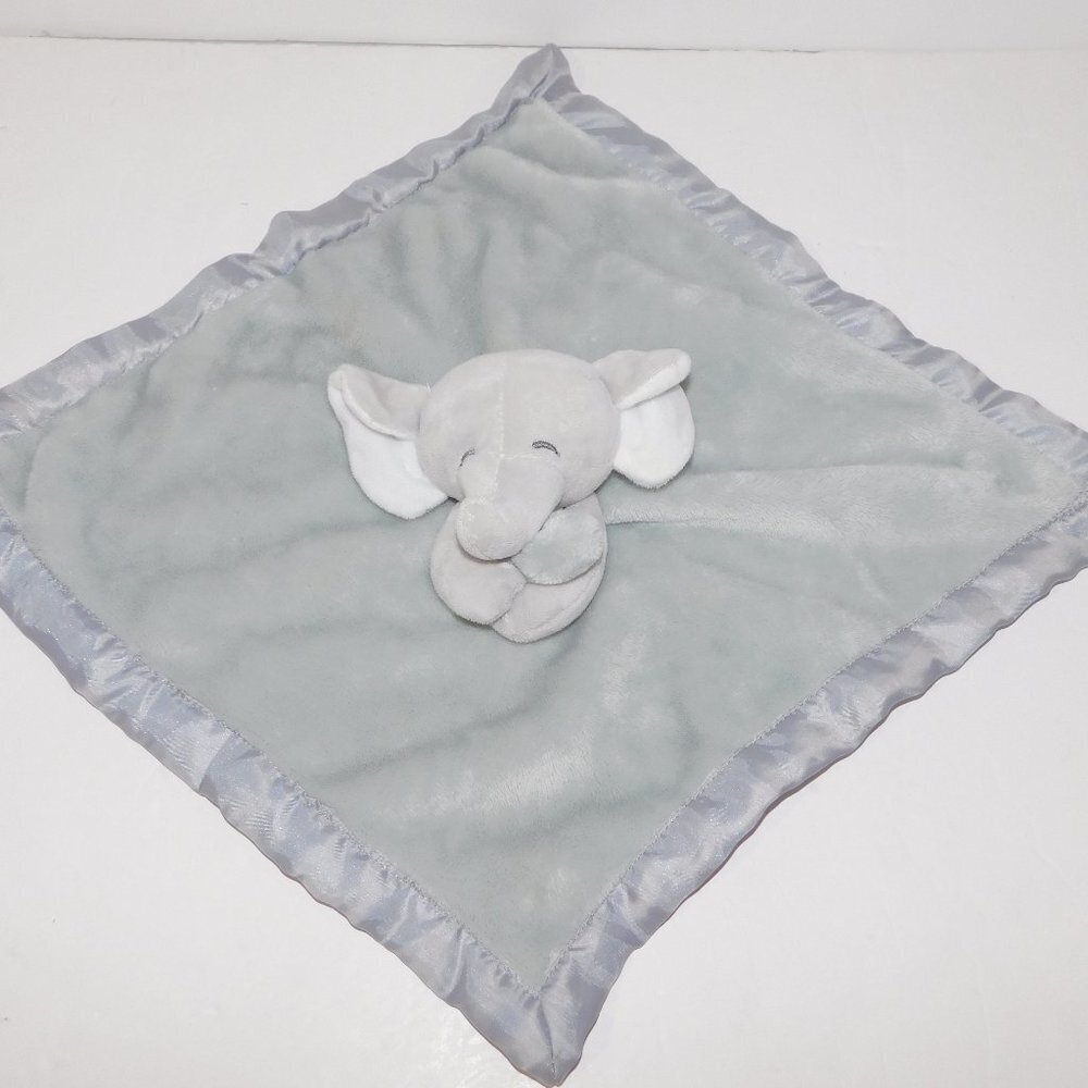 Carters Gray Elephant Plush Security Blanket Baby Lovey Nunu Soother Satin Trim